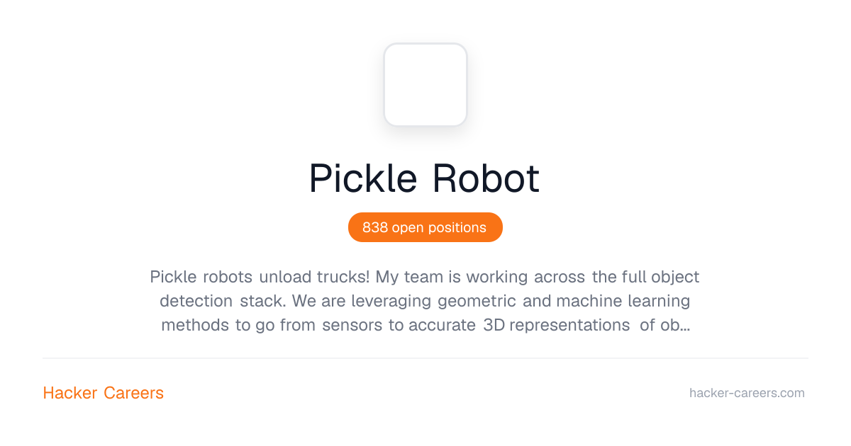 Pickle Robot Jobs | Hacker Careers
